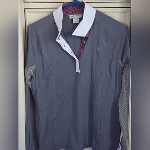 Ariat show shirt grey with purple collar SZ Med ladies